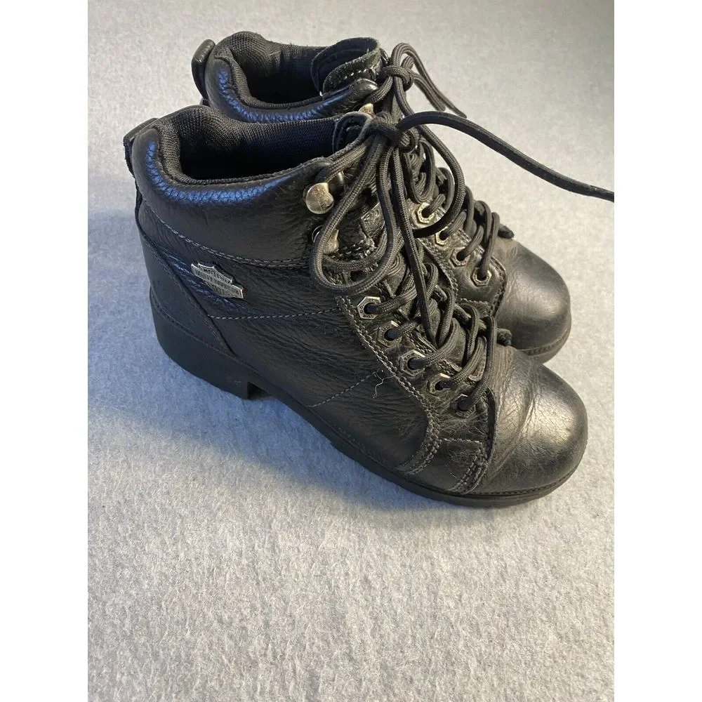 Harley Davidson Womens Tyler Chukka Ankle Boots D84280 Black Leather Size 6-1/2M